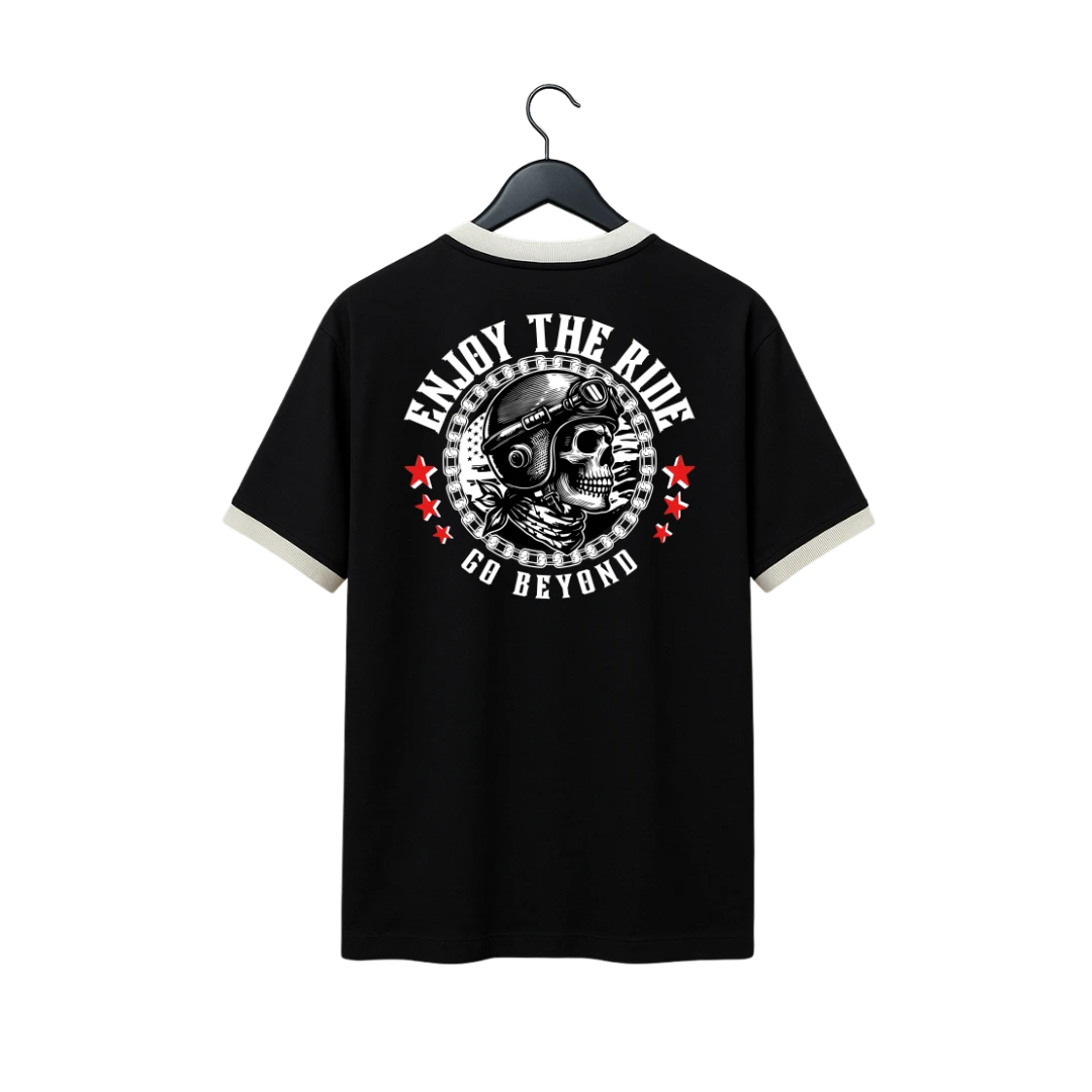 VE Gear “GO BEYOND”  Black and white Oversized Drop Shoulder T-shirt