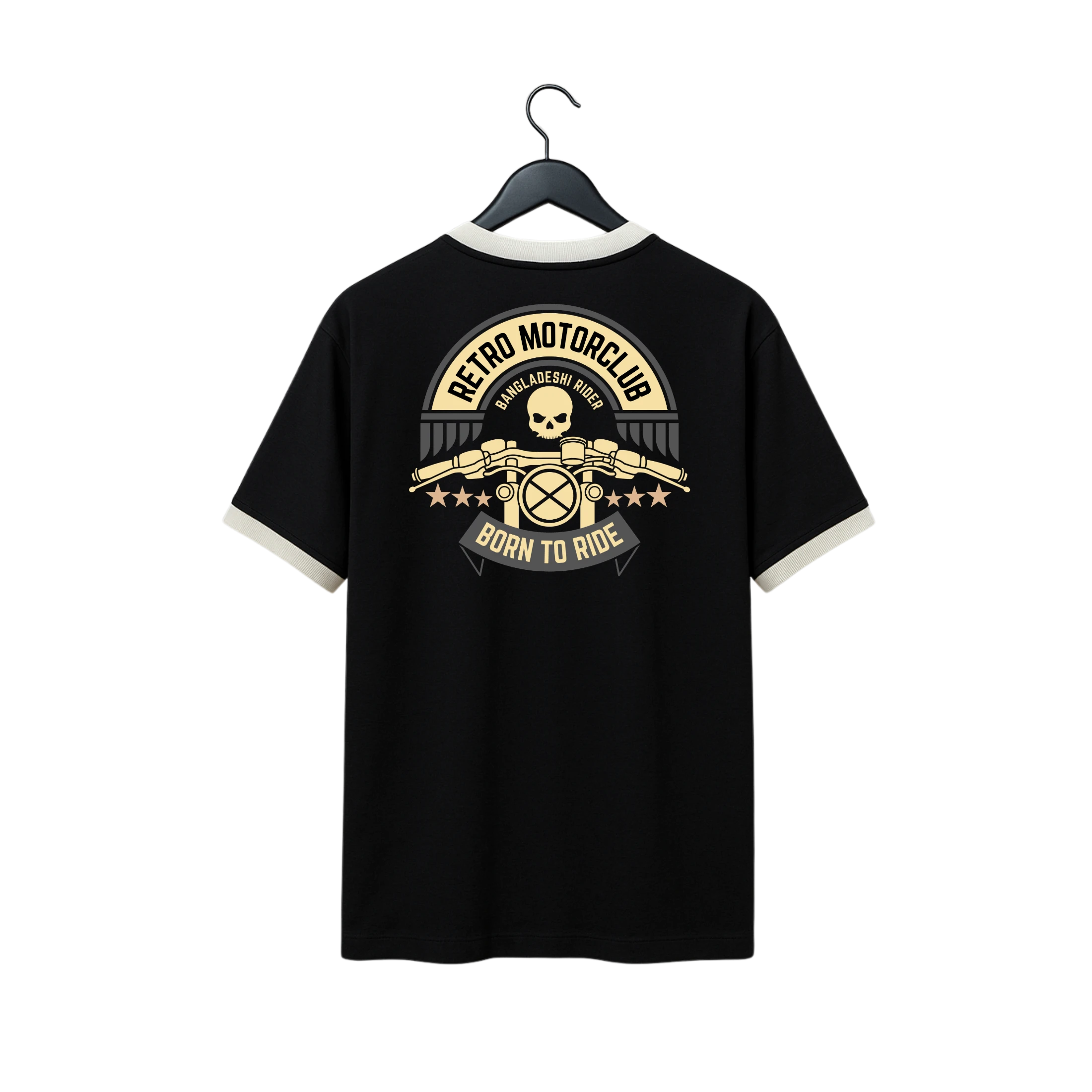 VE Gear “RETRO MOTORCLUB”  Black and White Oversized Drop Shoulder T-shirt